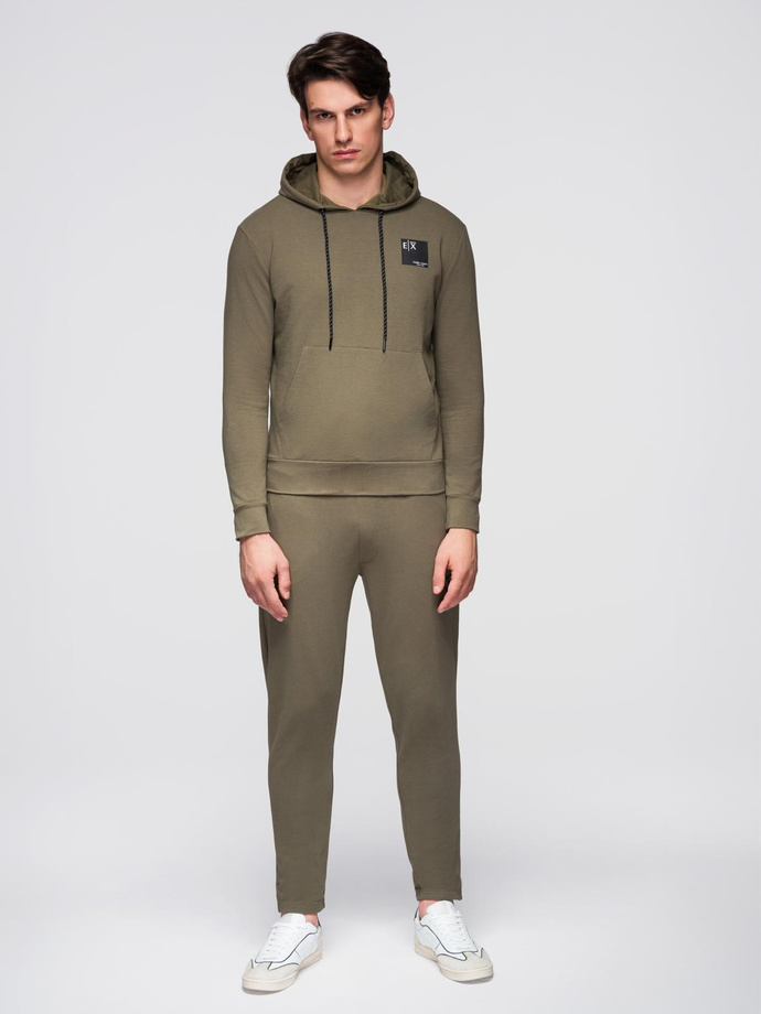 Men's sweatshirt set hoodie + sweatpants - olive V4 Z107 