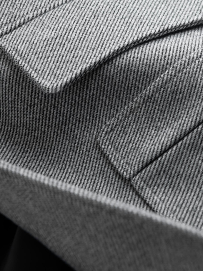 Palton bărbătesc modelat cu o singură pieptănătură și buzunare - gri V3 OM-COWC-0108