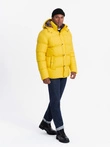Men's puffer jacket with check lining - yellow V3 OM-JAHP-0205