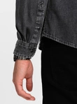 Men's denim snap shirt with pockets - black V3 OM-SHDS-0115