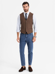 Men's suit vest with classic detailing and lining - brown V2 OM-BLZV-0142
