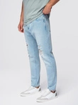 Men's CARROT FIT denim pants with rubbing - light blue V1 OM-PADP-0250
