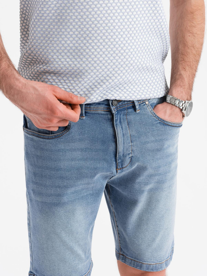 Denim men's shorts with a classic cut - light blue V2 OM-SRDS-0171