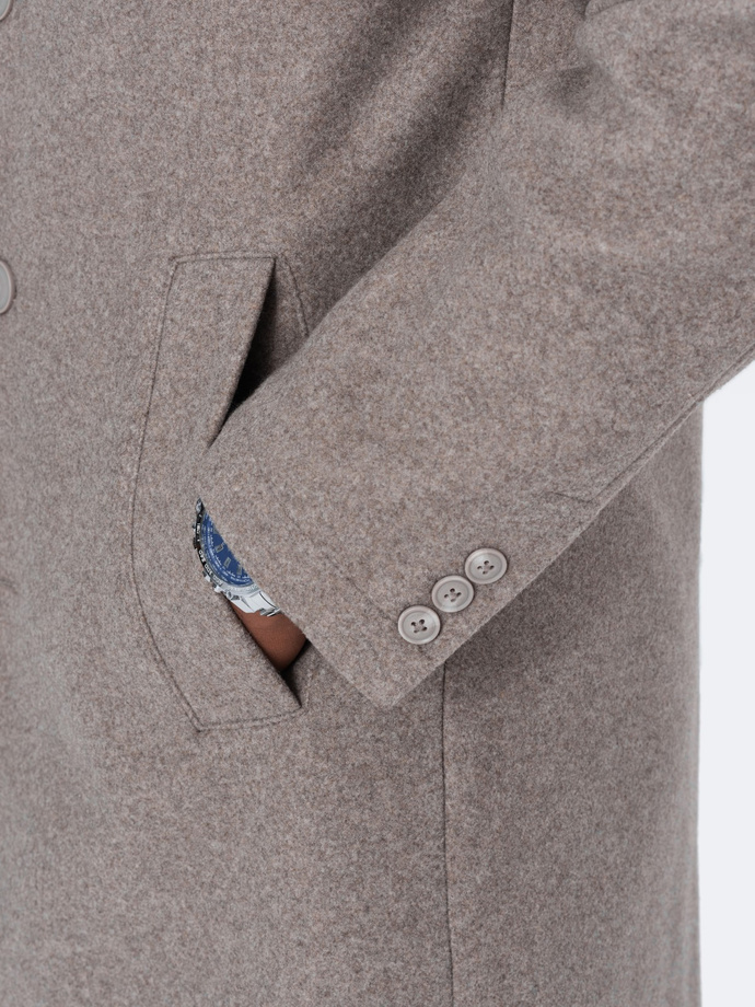 Pánsky ľahký jednoradový kabát - svetlohnedý V4 OM-COWC-0104