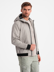 Men's lightweight jacket with mesh lining and hood - grey V6 OM-JANP-0149
