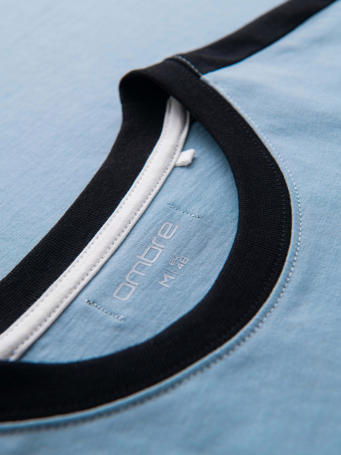 Pánské tričko s kontrastními pruhy - světle modré V3 OM-TSCT-0115