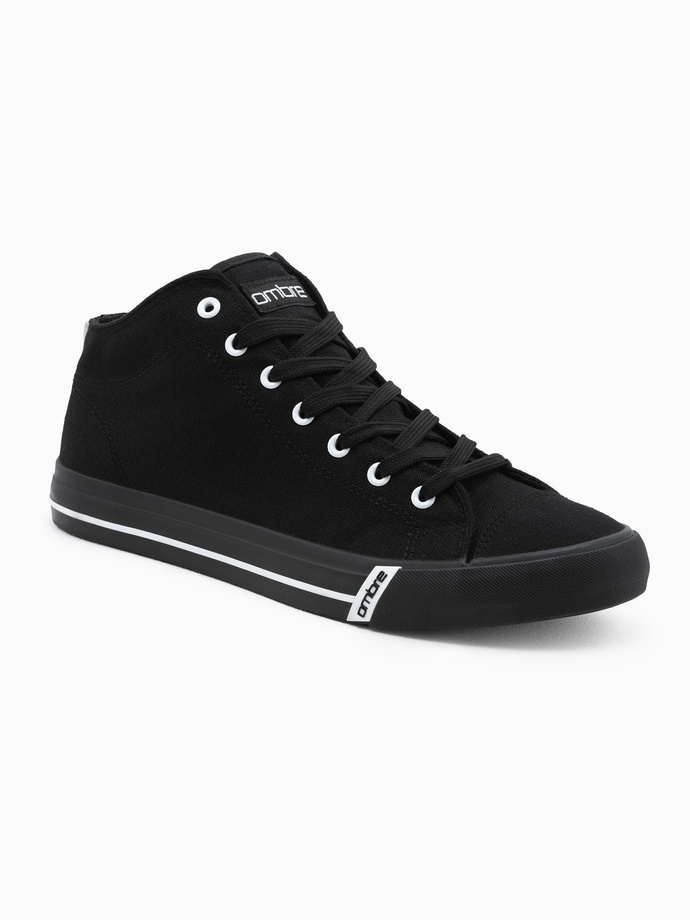 Pantofi de bărbați pantofi de sport cu elemente contrastante - negru V2 OM-FOTH-0125