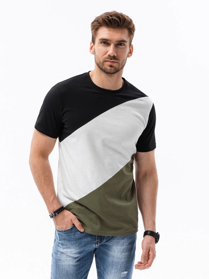 Tricou pentru barbati - negru/masliniu S1627