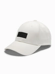 Șapcă de baseball pentru bărbați cu vizieră și plasture dreptunghiular - crem V2 OM-ACCS-0104 