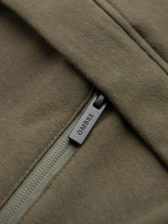 Men's sweatpants with stitching and leg zipper - olive V3 OM-PASK-0147