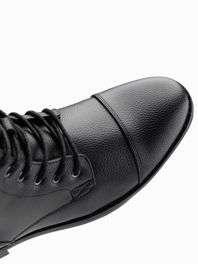 Men's eco leather shoes with insulated high upper - black V1 OM-FOBO-0172 (BLACK)