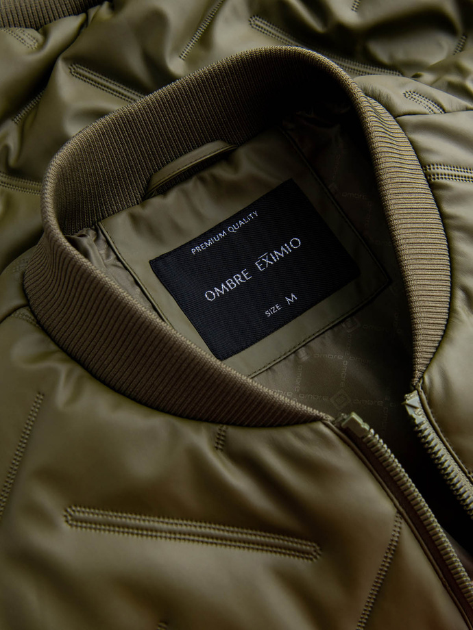 Men's embossed bomber jacket - olive V2 OM-JALP-0196