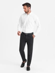 Men's classic chino pants with fine texture - black V5 OM-PACP-0188
