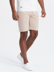 Men's structured knit shorts with chino pockets - beige V2 OM-SRCS-0128
