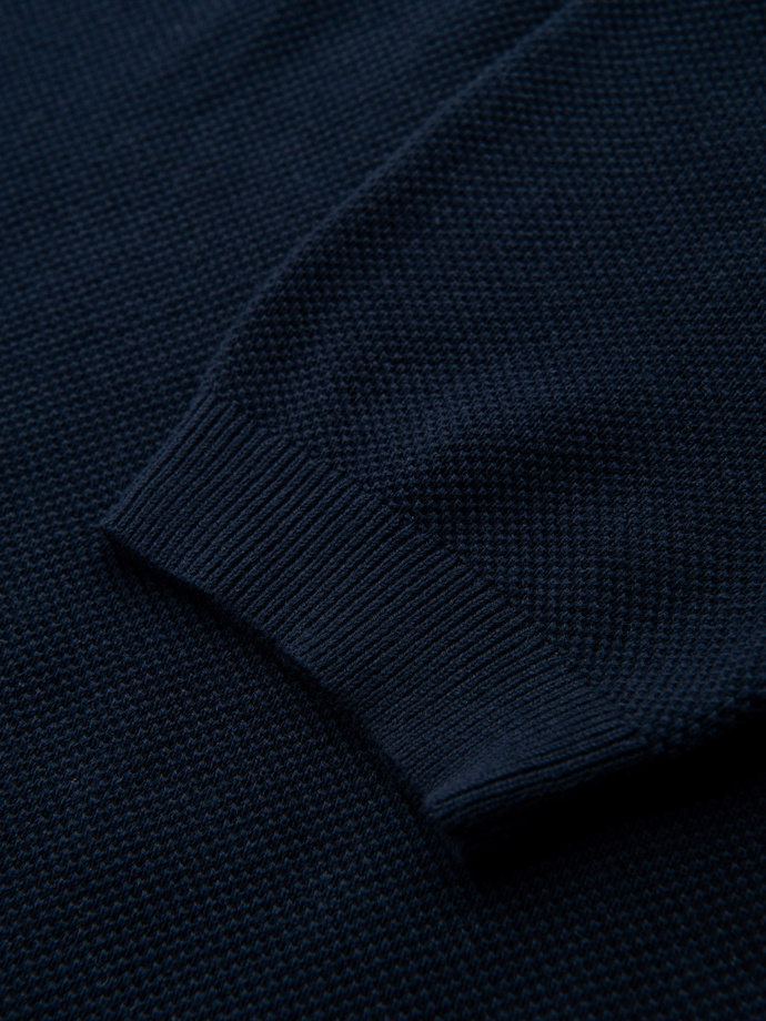 Pánské bavlněné polo tričko ze strukturovaného úpletu - tmavě modré V2 OM-POSS-0117