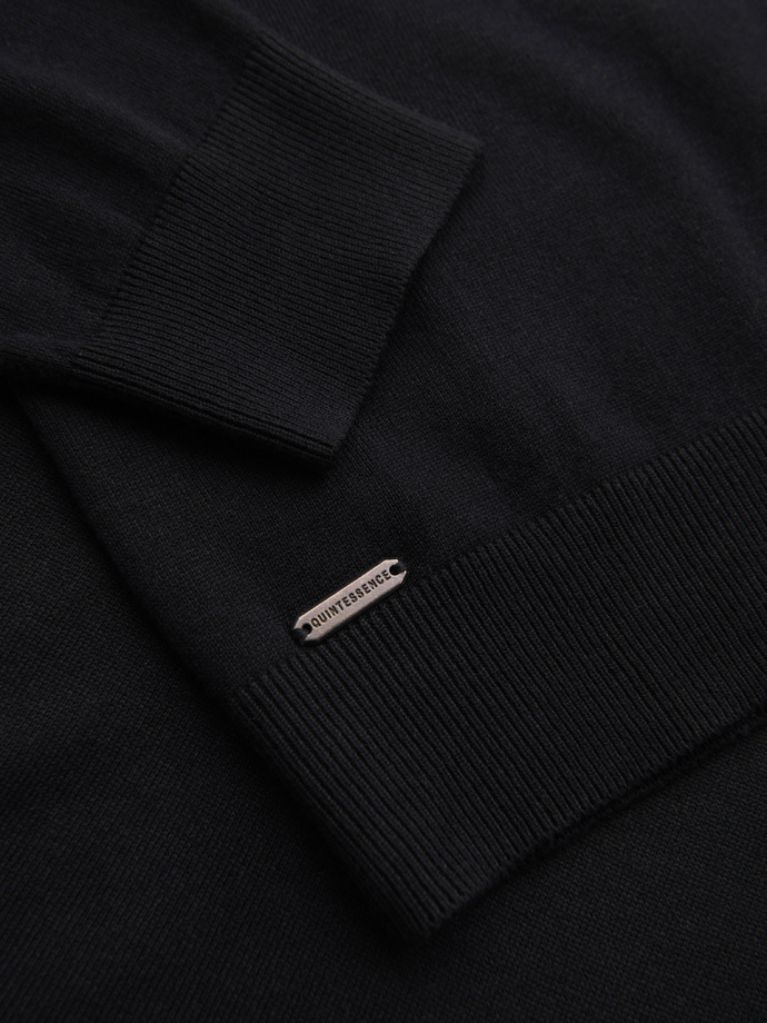 Pánsky jednofarebný pletený sveter z viskózy - čierny V2 OM-SWCD-0126