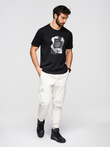 Men's cotton t-shirt with double printed logo - white V1 OM-TSPT-0211 