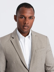 Men's elegant blazer with decorative buttons on cuffs - beige V3 OM-BLZB-0114