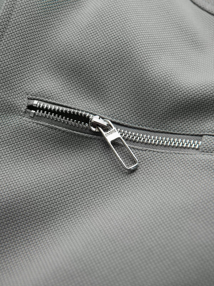 Jachetă biker pentru bărbați cu buzunare și guler - gri V3 OM-JALP-0157