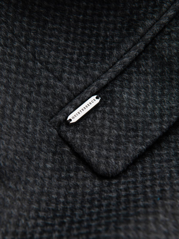 Unbuttoned men's wool blend coat - graphite V2 OM-COWC-0121