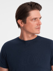 Tricou clasic din bumbac pentru bărbați BASIC - albastru marin V2 OM-TSBS-0146