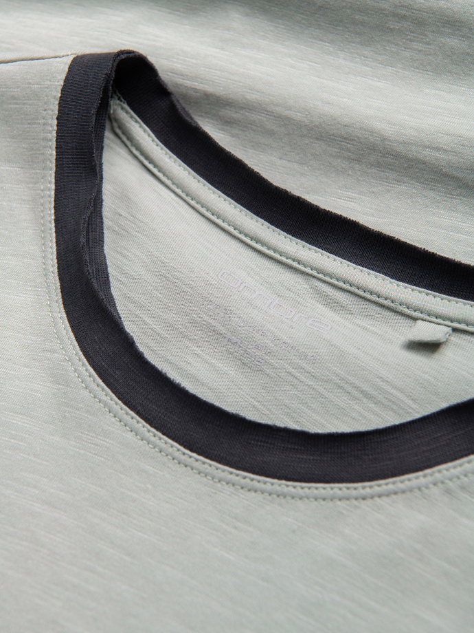Men's T-shirt with raw finish - gray-green V2 OM-TSCT-22SS-004