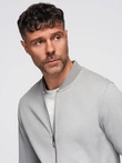 Men's pique knit bomber jacket - gray V4 OM-SSZP-0238