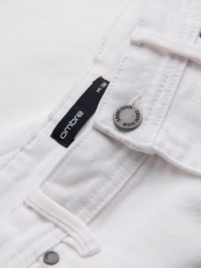 Pantaloni scurți casual pentru bărbați SLIM FIT jacquard knit - albastru marin V1 OM-SRCS-0168