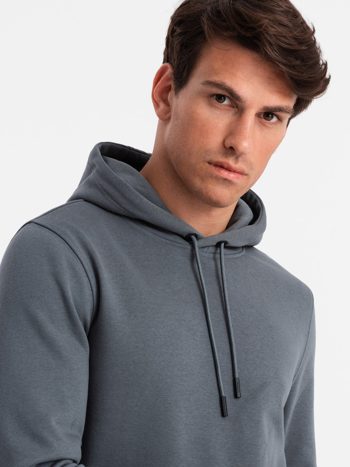 BASIC men's cotton kangaroo hooded sweatshirt - graphite V11 OM-SSBN-0161