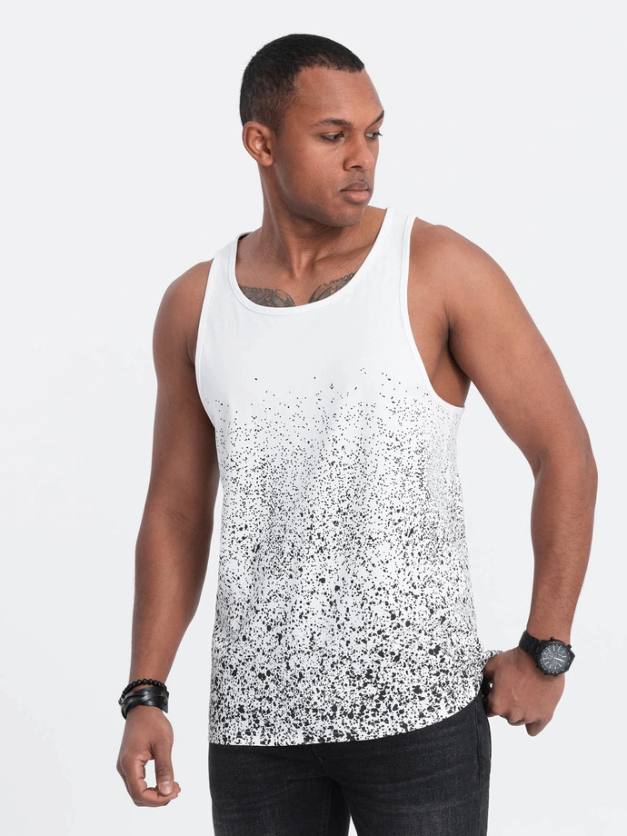 Men's cotton tank top with gradient print - white V1 OM-TSTT-22SS-001