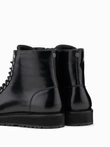 Men's high top shoes in shiny eco leather - black V1 OM-FOBO-0175
