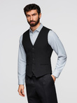 Elegantní pánská vesta SLIM FIT ve tvaru rybí kosti - černá V3 OM-BLZV-0143