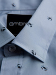 Pánská klasická bavlněná košile SLIM FIT s kraby - světle modrá V6 OM-SHCS-0156