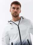 Jachetă sport pentru bărbați cu efect ombre - alb și negru V4 OM-JANP-0104
