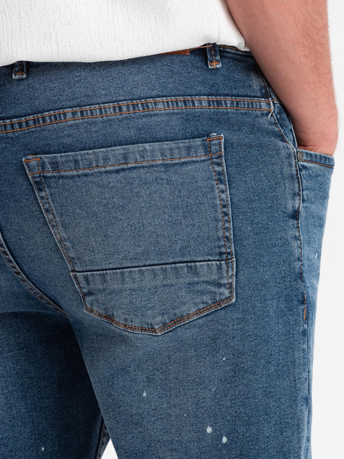 Pánské krátké džínové šortky s roztrhanými nohavicemi - modré V2 OM-SRDS-0186