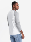 Men's longsleeve with raglan contrast sleeves - white and gray V5 OM-LSCL-0105