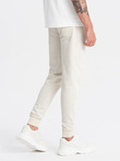 Pantaloni de trening din bumbac pentru bărbați BASIC - crem V5 OM-PABS-0174