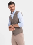 Jacquard casual men's vest without lapels - brown V1 OM-BLZV-0111