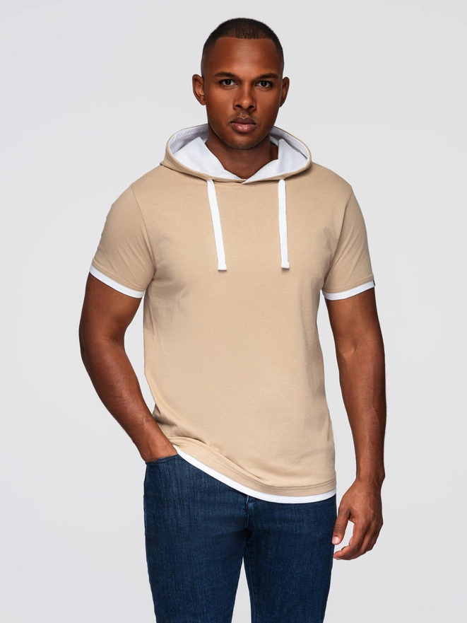 Men's SLIM FIT T-shirt with round neckline and logo - white V1 OM-TSCT-0220