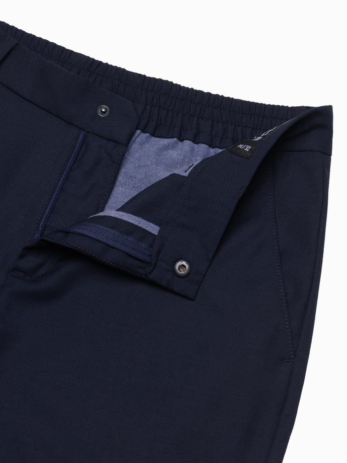 Pantaloni chino pentru bărbați cu talie elastică SLIM FIT - albastru marin V3 OM-PACP-0157