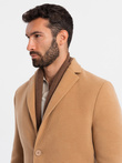 Single-breasted long men's suit style coat - light brown V3 OM-COWC-0105 