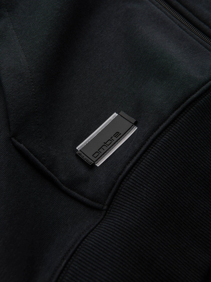 Pánská bavlněná mikina BASIC s rozepínáním - černá V9 OM-SSBZ-0160