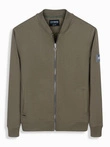 Bavlnená pánska mikina na zips bomber - khaki V1 OM-SSZP-0215