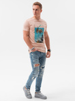 Men's printed t-shirt V-14B- pink S1434