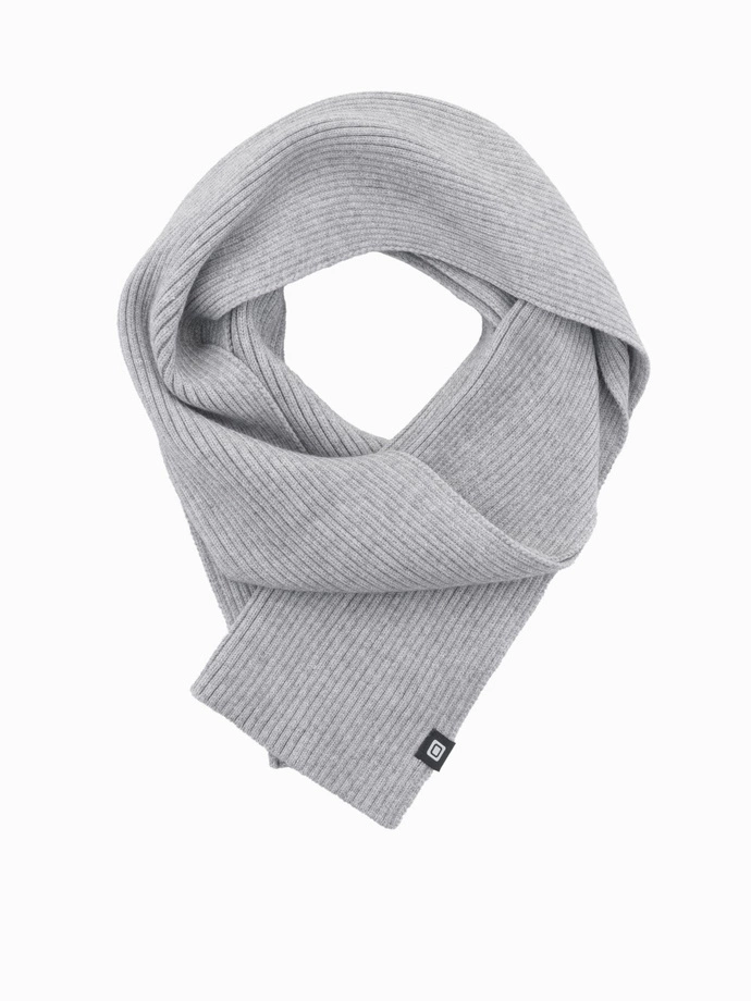 Men's monochrome ribbed knit scarf - grey V2 OM-ACSF-0119