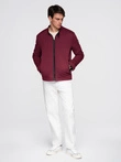 Men's structured fabric biker jacket - maroon V2 C642