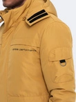 Jachetă izolată pentru bărbați cu glugă - muștar V2 OM-JAHP-0128