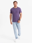 Tricou clasic BASIC din bumbac pentru bărbați - violet V13 OM-TSBS-0146