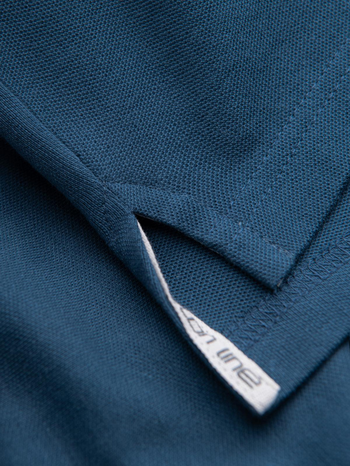 BASIC men's single color pique knit polo shirt - dark blue V13 OM-POBS-0100