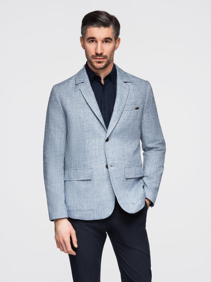Blazer bărbătesc cu croială REGULAR cu in - albastru deschis V3 OM-BLZB-0128